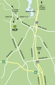 Map showing directions to the Horticulture Centre of the Pacific. Click for larger map.