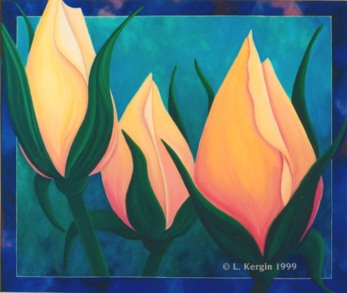 "Just Three Buds" &copy; - Original art by Lee (Lowther) Kergin