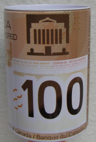 Canada 100 Dollar Bill Coin Bank