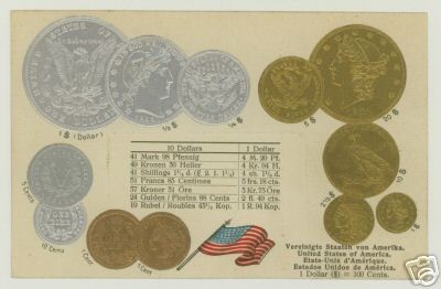 USA Coins Postcard